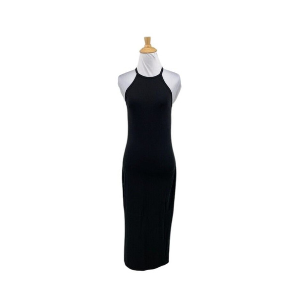 Joie Dress Womens XS Extra Small Black Sleeveless Stretch Bodycon Halter Midi - Picture 1 of 10